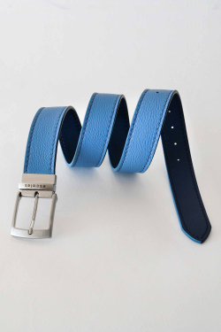 Ceinture Réversible en Cuir Bleu et Bleu Marine - Accessoires escales Paris