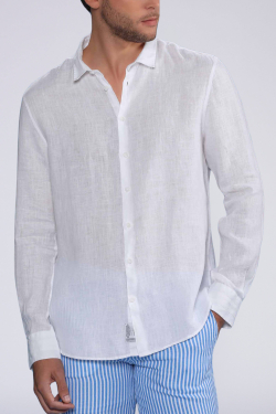 Camisa Lino Blanca Hombre - Camisas Hombre - ESCALES