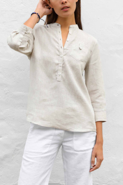Camisa de Lino Mujer en color Natural - Boutique Oficial ESCALES®