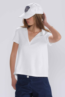 Women's Towel Polo Shirt White - Polo Shirts Women - ESCALES