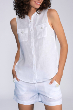 Camisa Lino Sin Mangas - Camisas Mujer - ESCALES