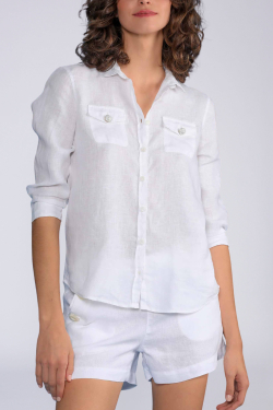Camisa Lino Blanca Mujer - Camisas Mujer - ESCALES