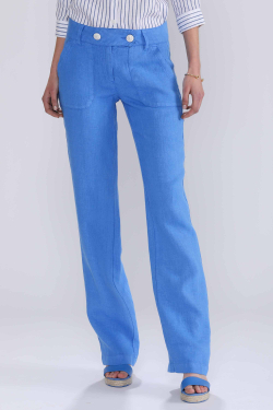 Pantalon Lin Bleu - Femmes Escales Paris 
