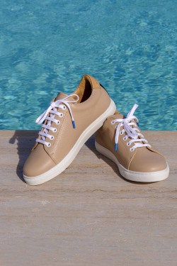 Beige Leather Sneakers