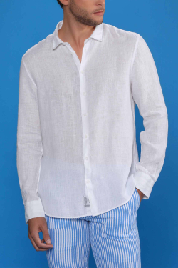Camisa Lino Blanca Hombre - Camisas Hombre - ESCALES