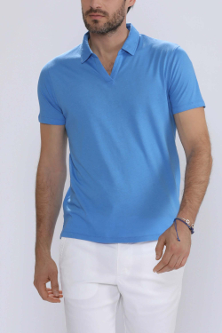 Man Short Sleeve Polo Shirt Blue - Polo Shirts Man - ESCALES
