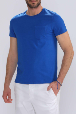T-Shirt Col Rond Bleu Marine - Hommes Escales