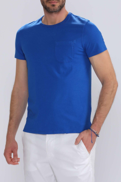 Men's Short Sleeve Blue T-shirt - Men's T-shirts - ESCALES