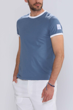 Men's Short Sleeve Blue T-shirt - Men's T-shirts - ESCALES