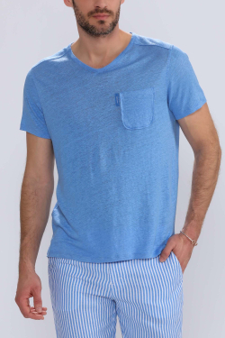 t-shirt de linho ibiza moda para homem escales