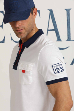 Polo Régate Blanc Officier / Bleu Royal Printemps/Été Homme