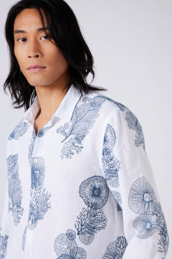 Camicia di Lino "Cascade de Corail"