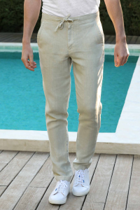 Pantalón Lino Hombre color Beige - Boutique en línea Oficial ESCALES®