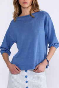 Jumper Woman Linen Blue - Sweaters Women - ESCALES