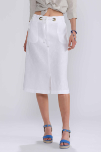Falda Lino Blanca Mujer - Faldas Mujer - ESCALES