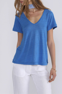 Camiseta Lino Azul Mujer - Camisetas Mujer - ESCALES