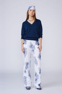 Pantalone "Pont" di Lino "Cascade de Corail" Cascade de Corail Bianco / Blu Reale Primavera/Estate Donna