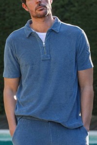 Polo Hombre en Algodón Orgánico en color Azul - Boutique en línea Oficial ESCALES®