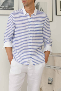 Camisa Lino Rayada Hombre - Camisas Hombre - ESCALES