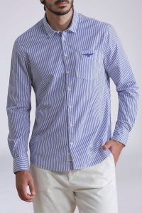 Striped Poplin Shirt Blue and White