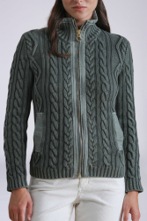 Cardigan com Zíper e Cabo