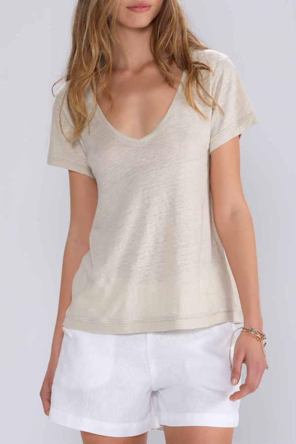 V-Neck Linen T-Shirt