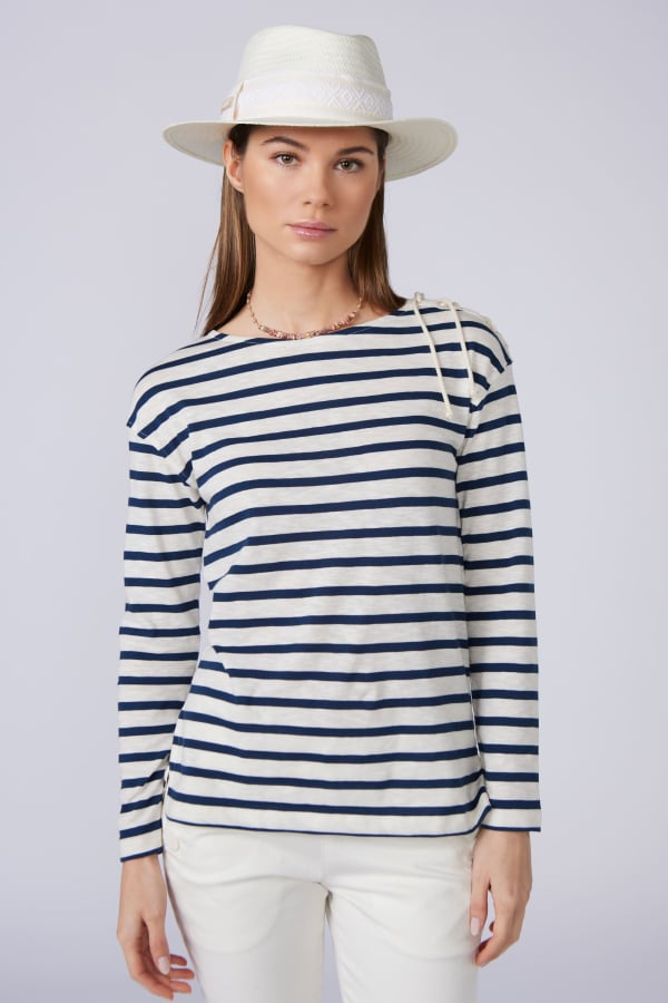 Tシャツ・カットソー SALVATORE SANTORO Women Tunic Tops 46054 DSKY BLUE Sailor T-Shirt - Sweatshirts Corded Ecru / Royal Blue Woman
