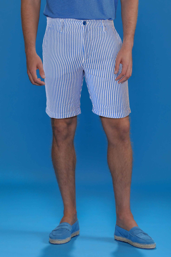 Striped Linen Bermuda Shorts