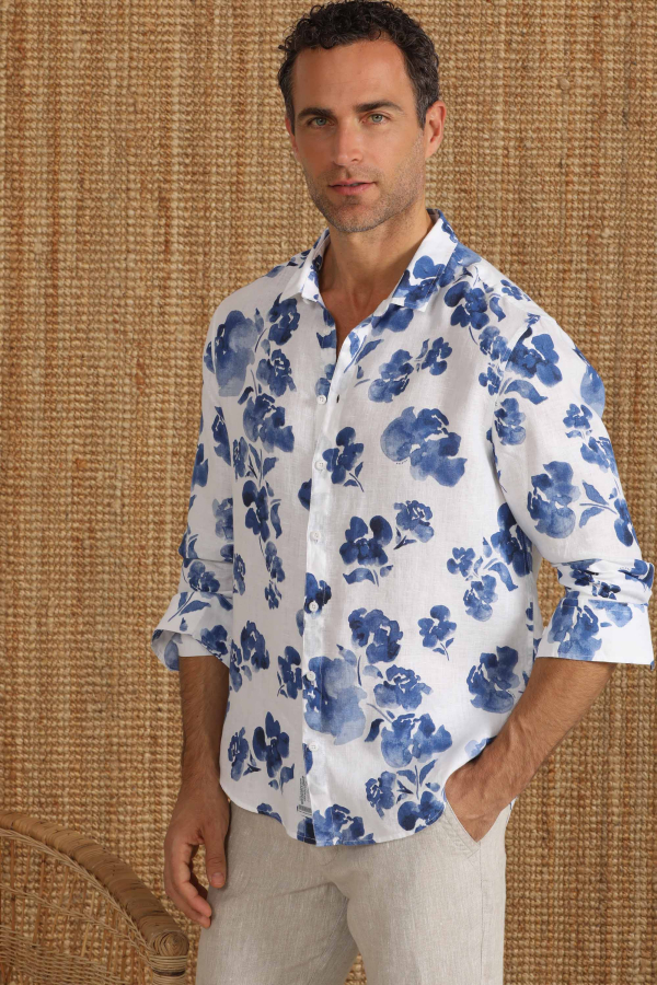 Camisa Lino Cascade de Fleurs