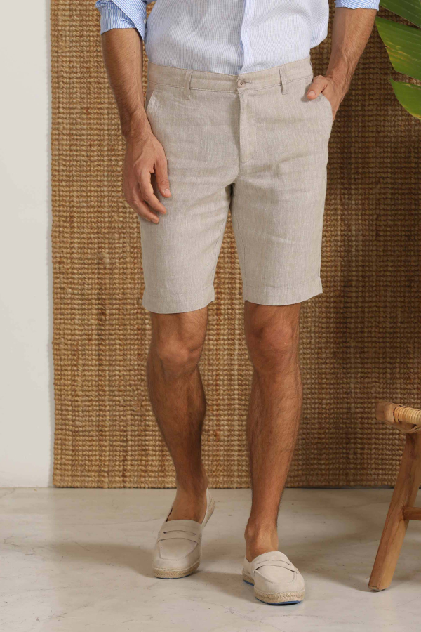 Bermuda-Shorts Plat aus Leinen