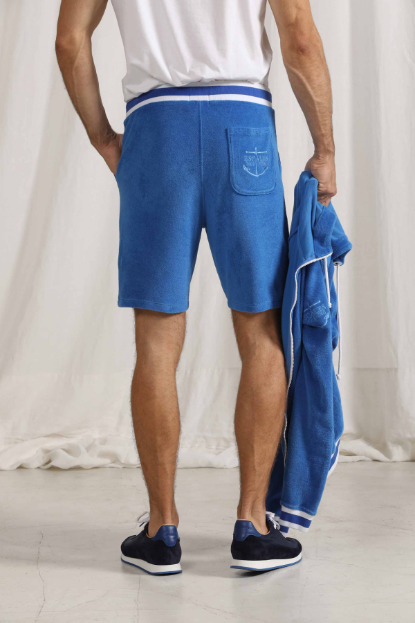 トップス maillot mature Cotton Pile Wide Trainer Terry Bermuda Short - Bermudas, Shorts Yacht Blue Man