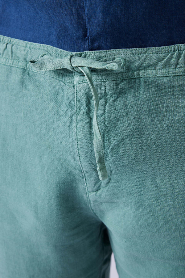 Linen Bermuda Shorts with Adjustable Drawstring - Bermudas